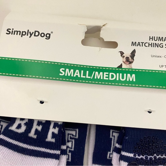 SimplyDog Matching White Navy BFF Human & Dog Socks Dog Sz Small Medium - Picture 4 of 12